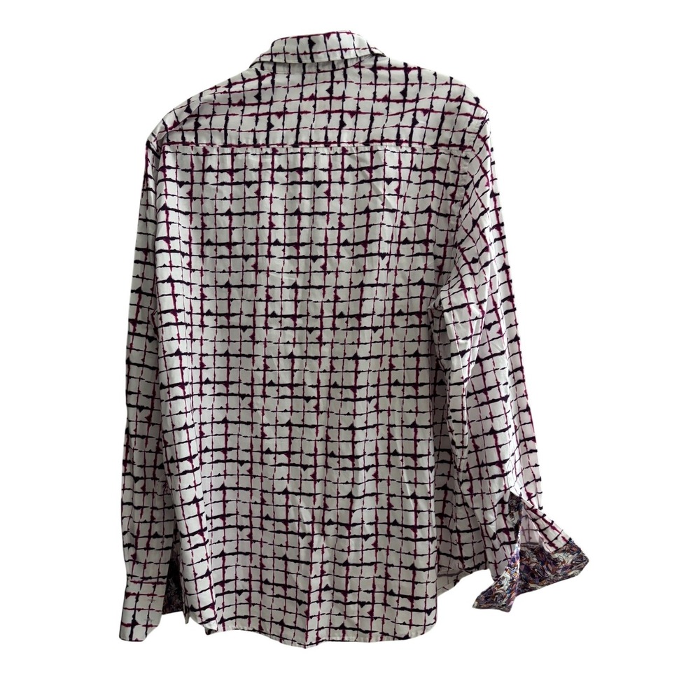 Robert Graham Mens Classic Fit White and Purple Button Down Shirt Large - Picture 7 of 9